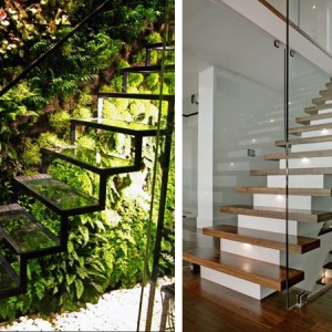 Open riser staircase with transparent treads & Floating Wooden Stairs with a White Base - The Ultimate Guide To Stairs Design - www.designlibrary.com.au